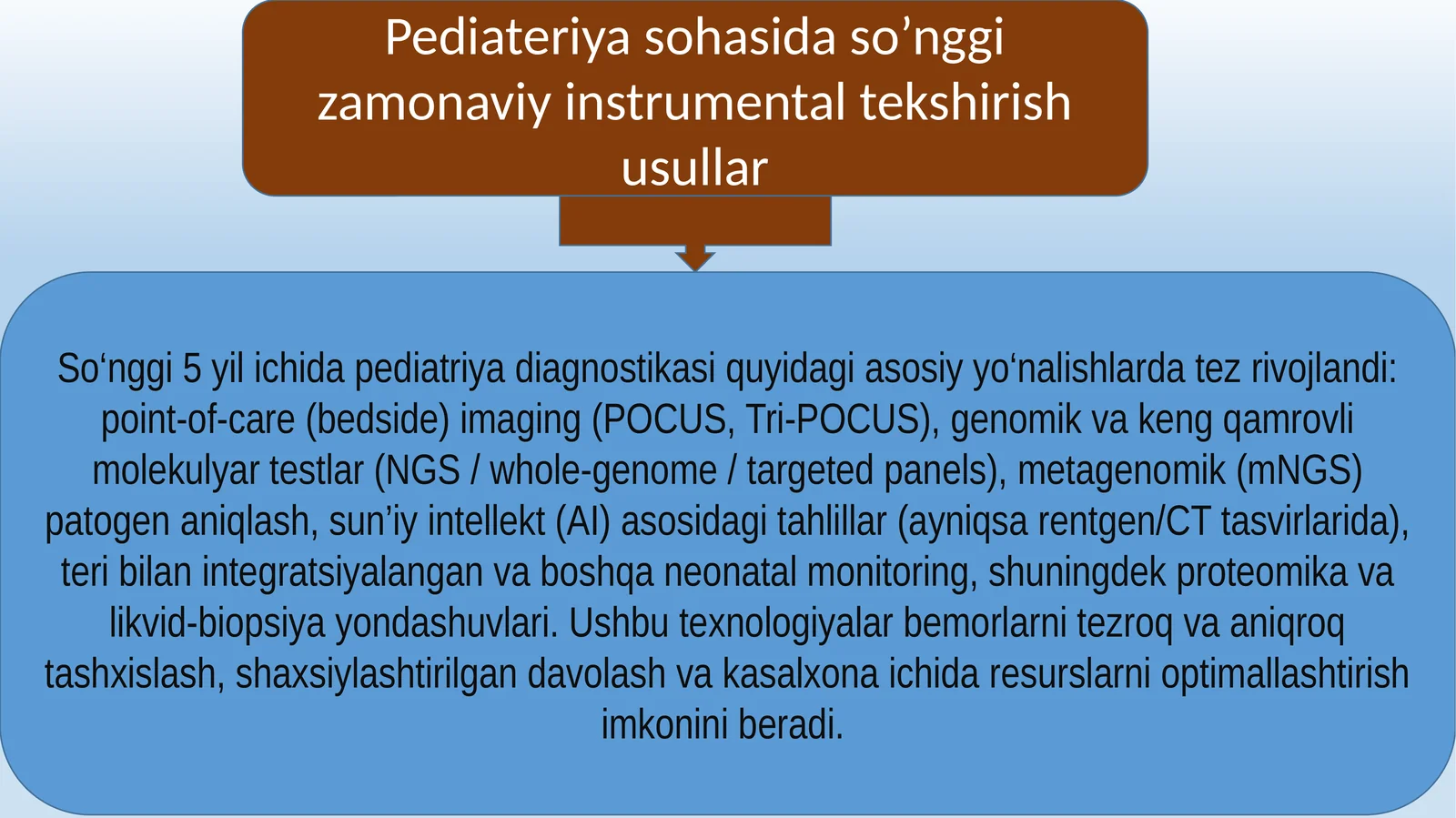Pediateriya sohasida so‘nggi zamonaviy instrumental tekshirish usullari
