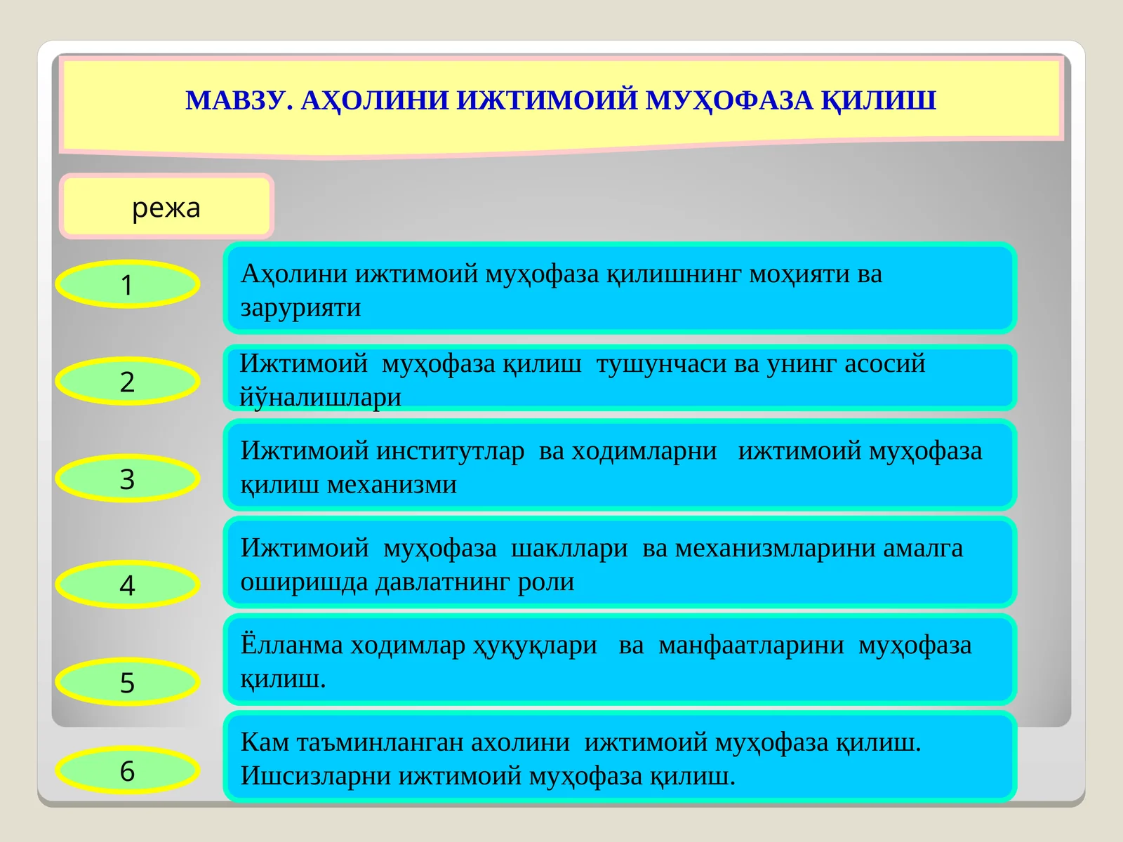 АҲОЛИНИ ИЖТИМОИЙ МУҲОФАЗА ҚИЛИШ