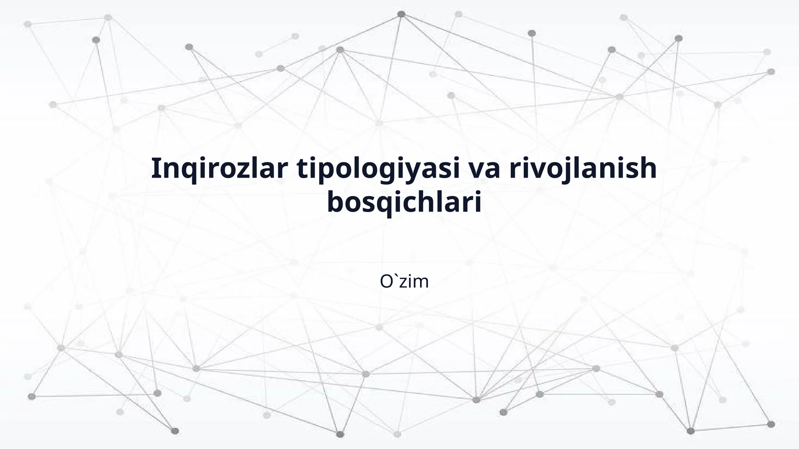 Inqirozlar tipologiyasi va rivojlanish bosqichlari