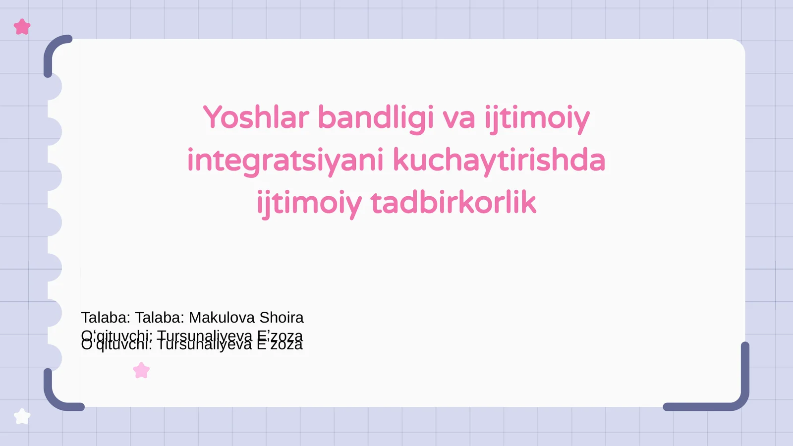 Yoshlar bandligi va ijtimoiy integratsiyani kuchaytirishda ijtimoiy tadbirkorlik