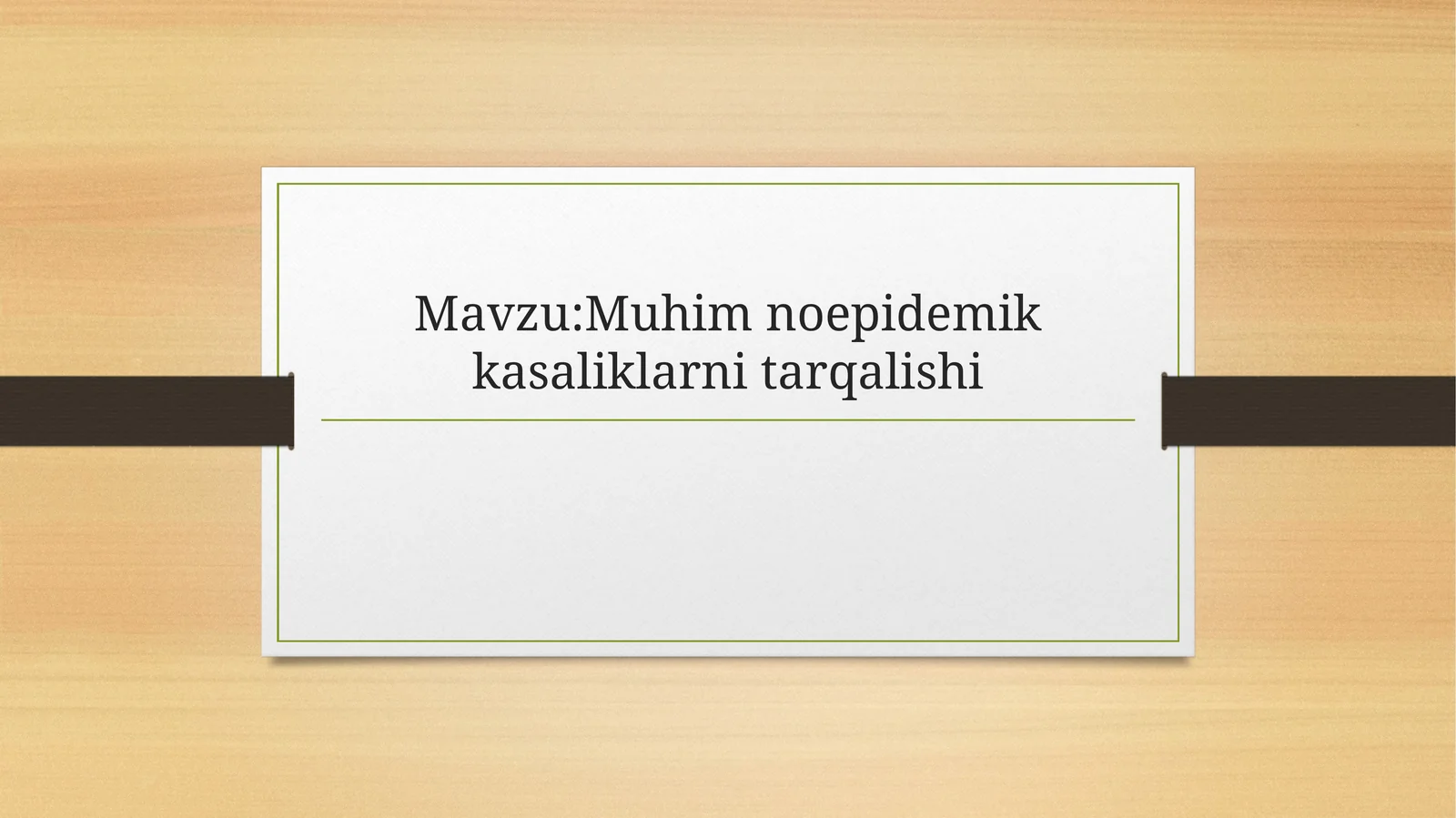 Muhim noepidemik kasaliklarning tarqalishi