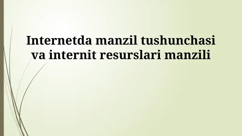 Internetda manzil tushunchasi va internit resurslari manzili