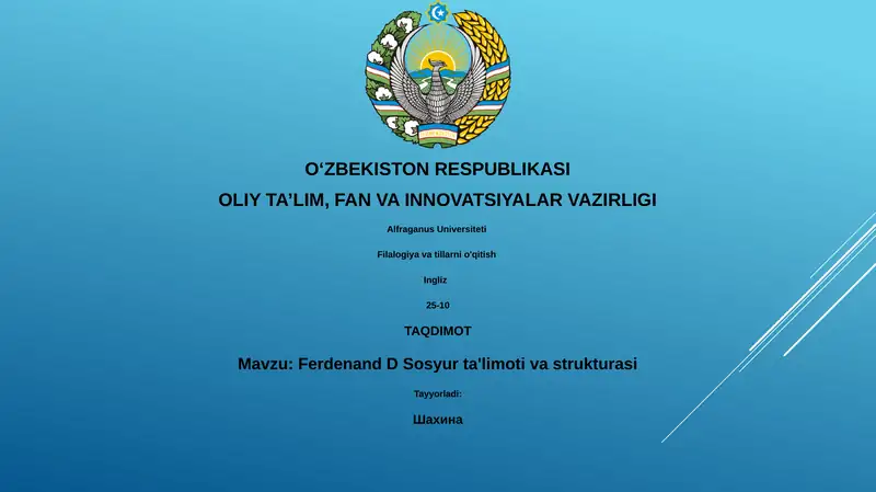 Ferdenand D Sosyur ta'limoti va strukturasi