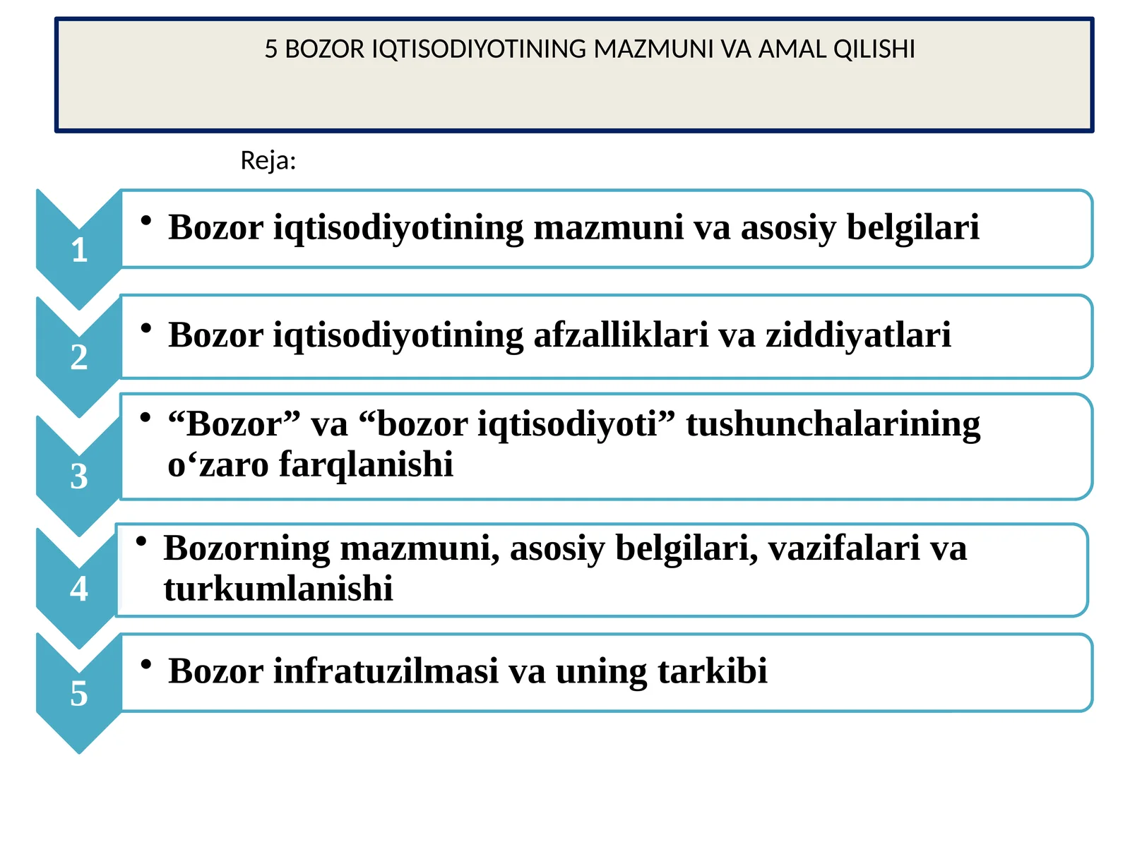 BOZOR IQTISODIYOTINING MAZMUNI VA AMAL QILISHI