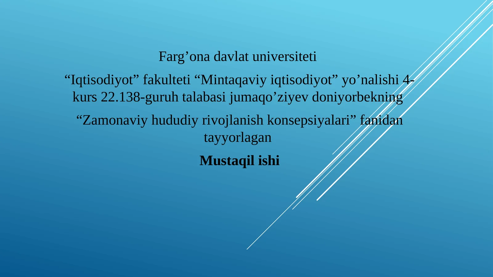 Zamonaviy hudud iqtisodiyatida