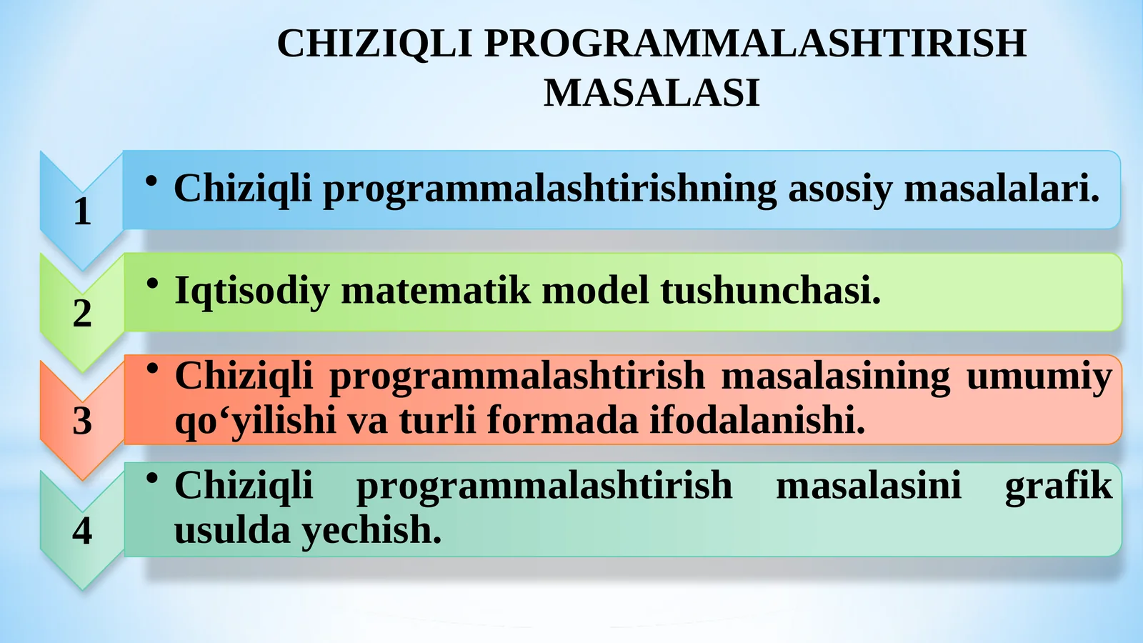 Chiziqli Programmalashtirish Masalasi
