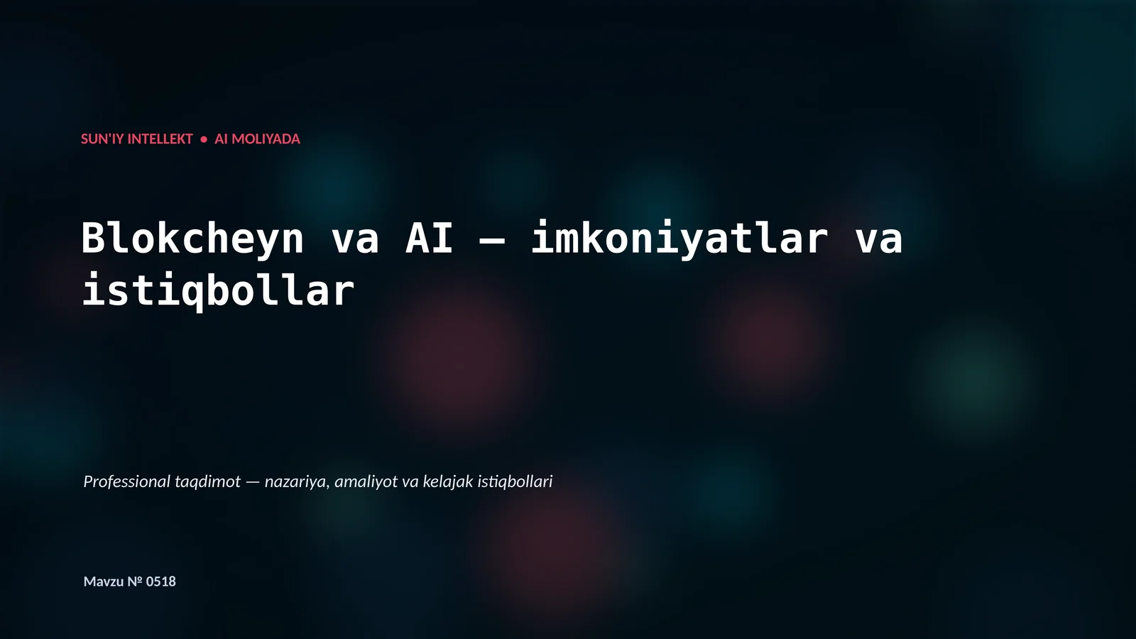 SUN'IY INTELLEKT • AI MOLIYADA