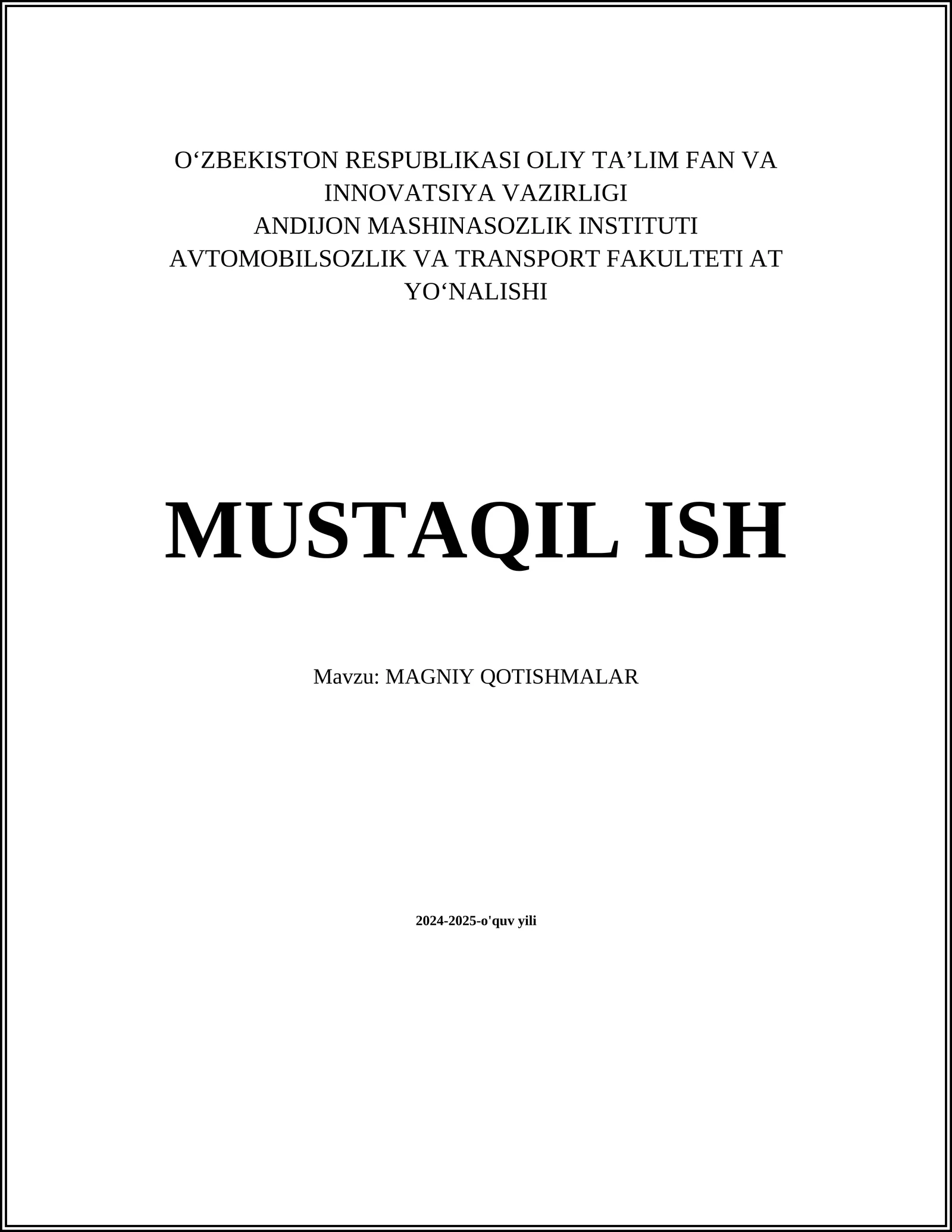 MAGNIY QOTISHMALAR