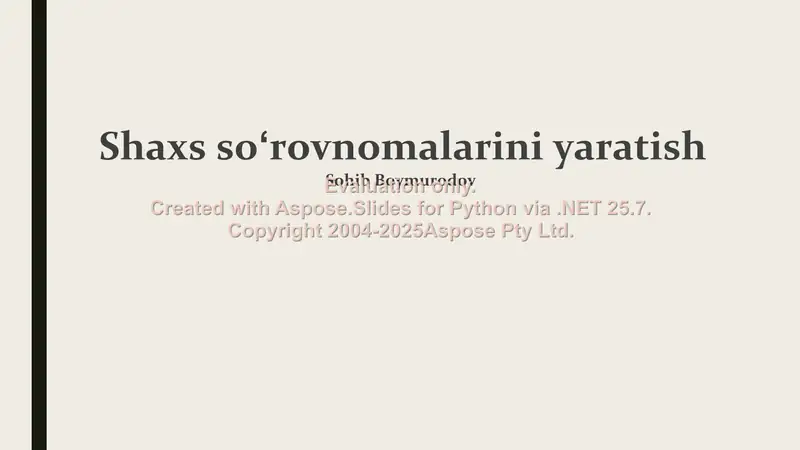 Shaxs soʻrovnomalarini yaratish