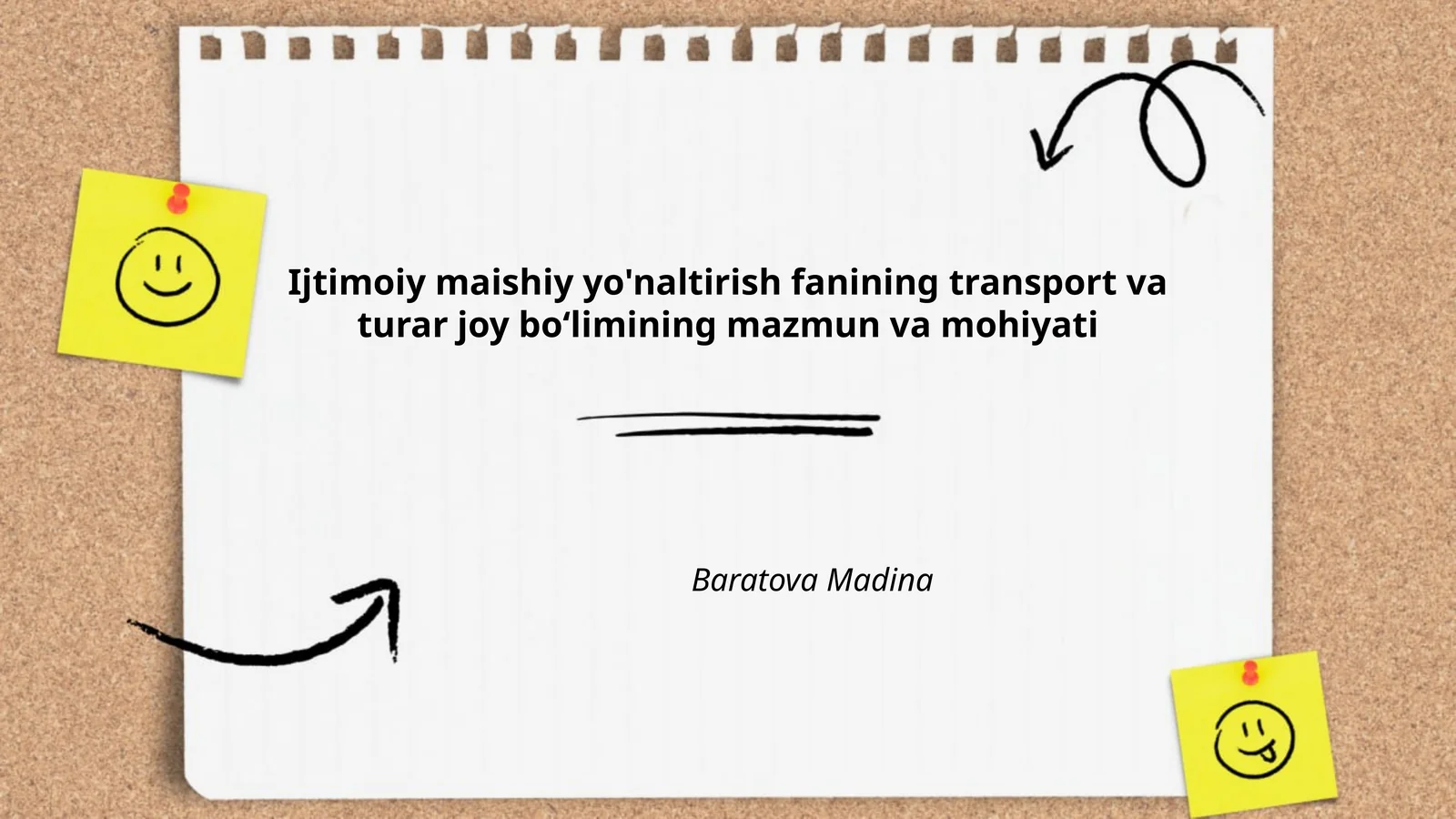 Ijtimoiy maishiy yo'naltirish fanining transport va turar joy boʻlimining mazmun va mohiyati