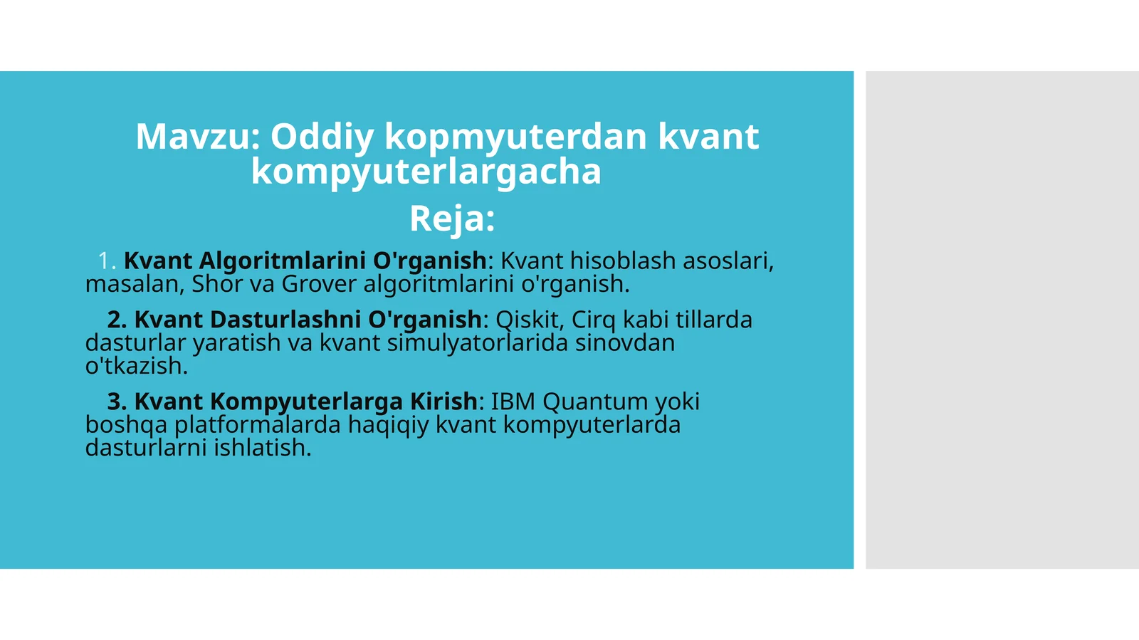 Oddiy kopmyuterdan kvantkompyuterlargacha