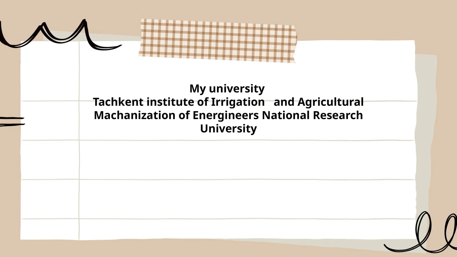 Tachkent institute of Irrigation and Agricultural Machanization of Energineers National Research University