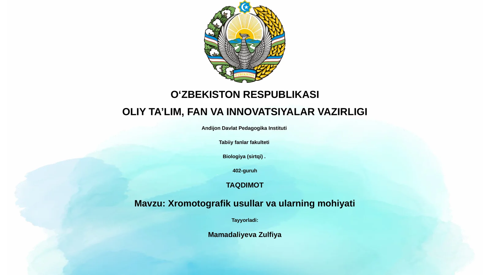 Xromatografiya usullari va ularning mohiyati