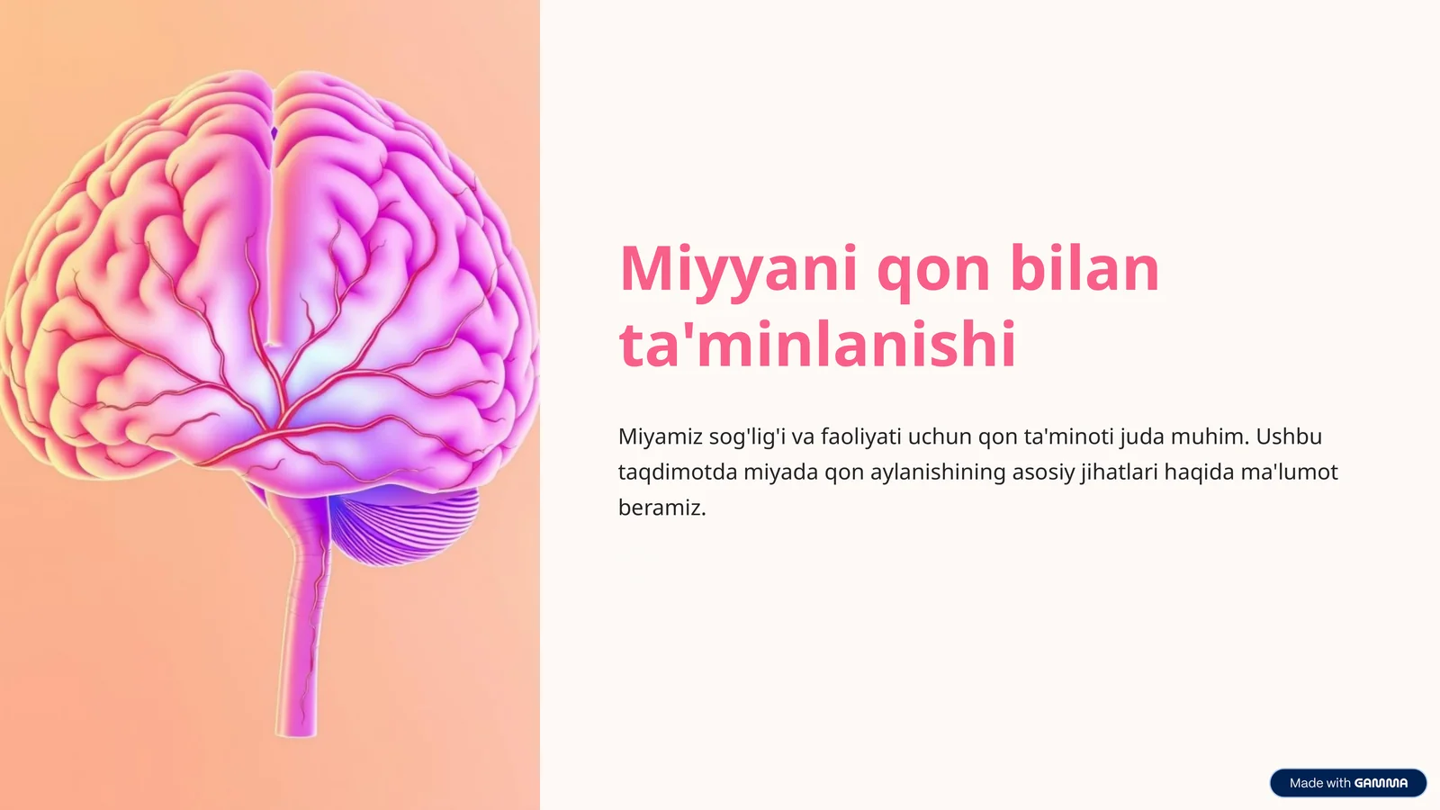 Miyyani qon bilan ta'minlanishi