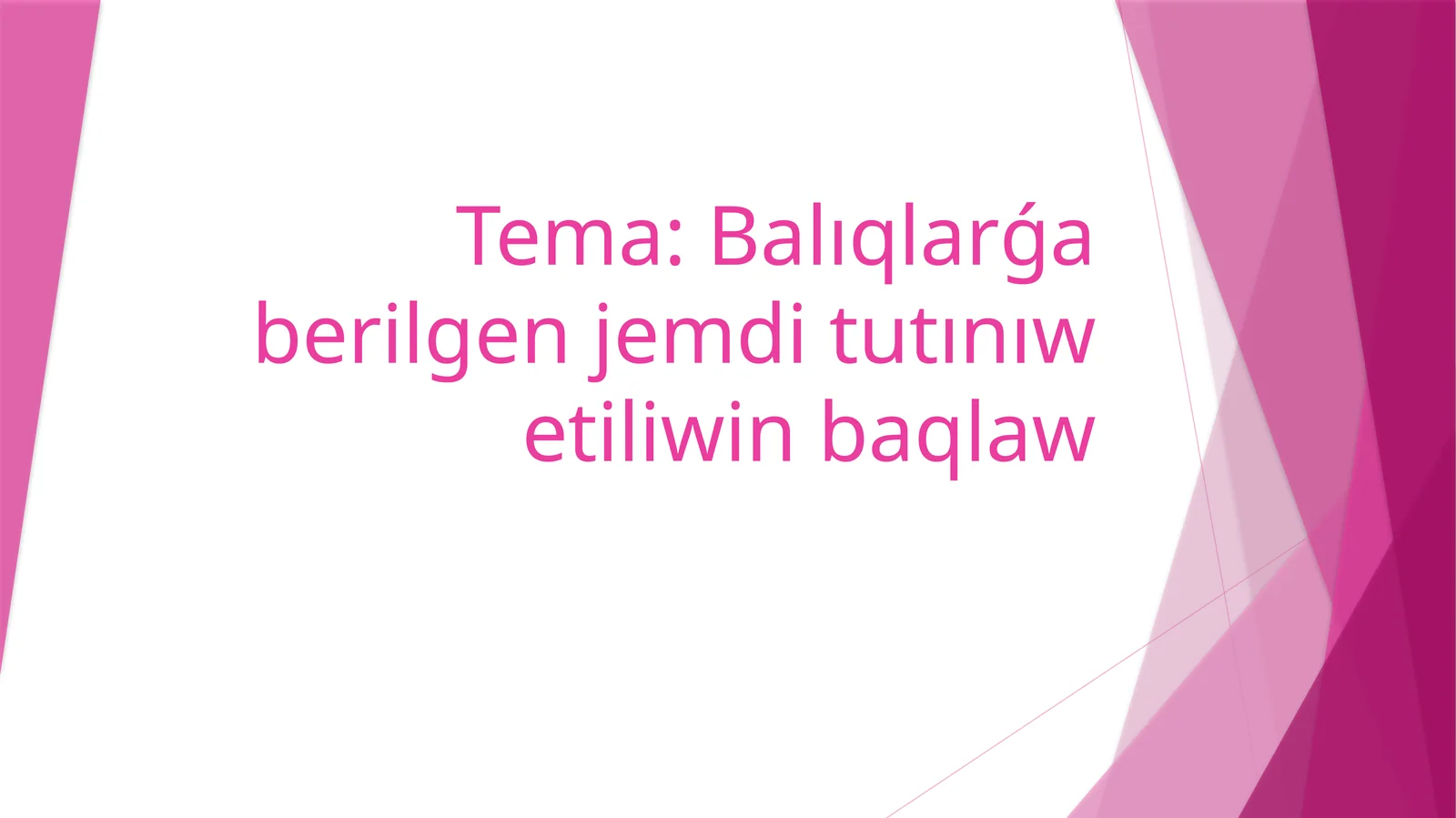 Balıqlarǵa berilgen jemdi tutınıwetiliwin baqlaw