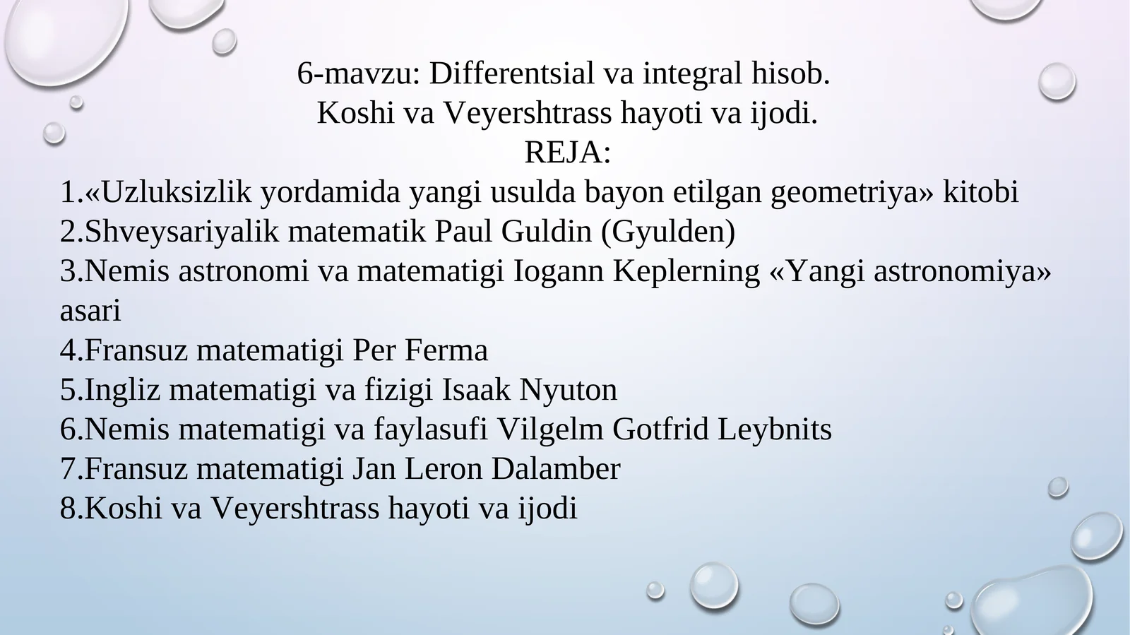6-mavzu: Differentsial va integralhisob