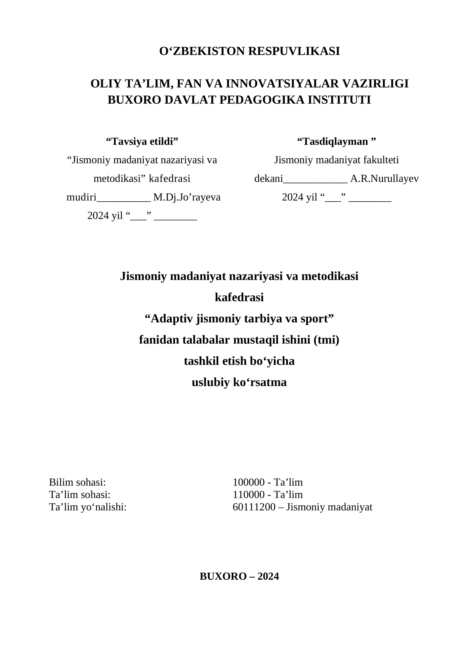 Adaptiv jismoniy tarbiya va sport