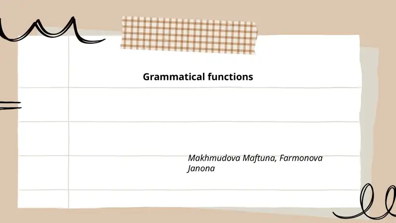 Grammatical functions