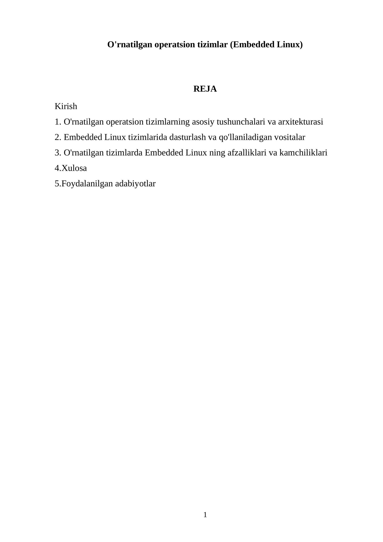 O'rnatilgan operatsion tizimlar (Embedded Linux)