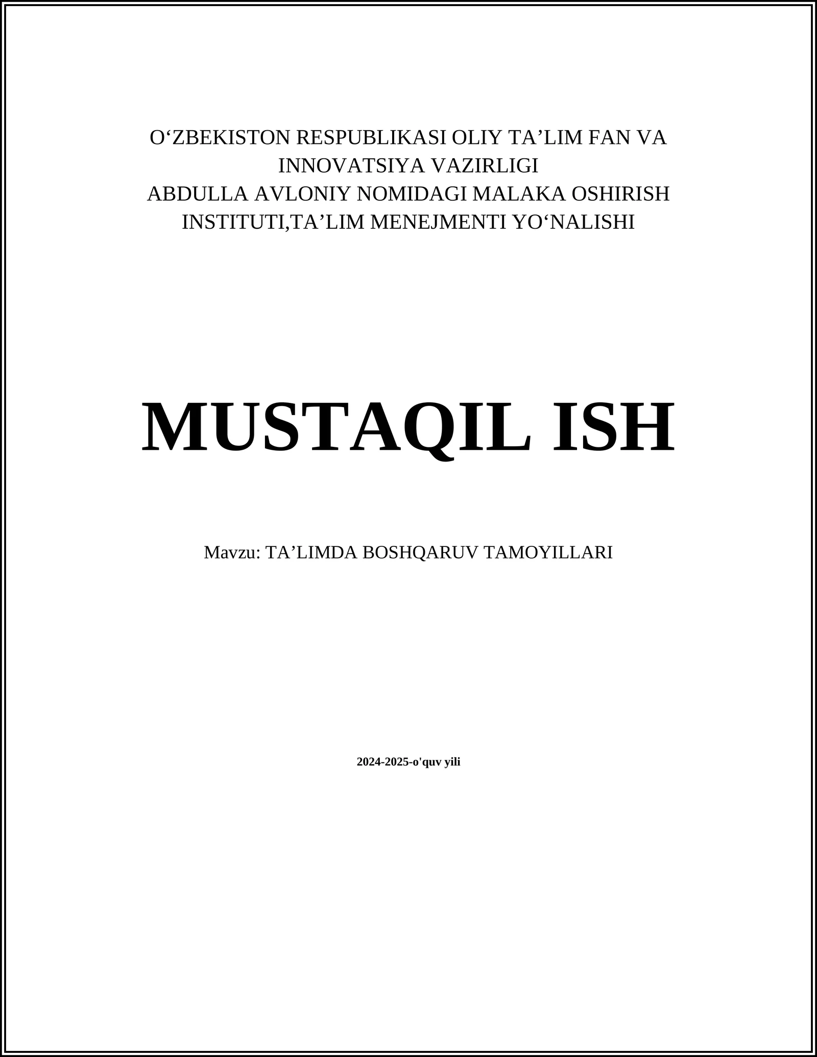 TA'LIMDA BOSHQARUV TAMOYILLARI