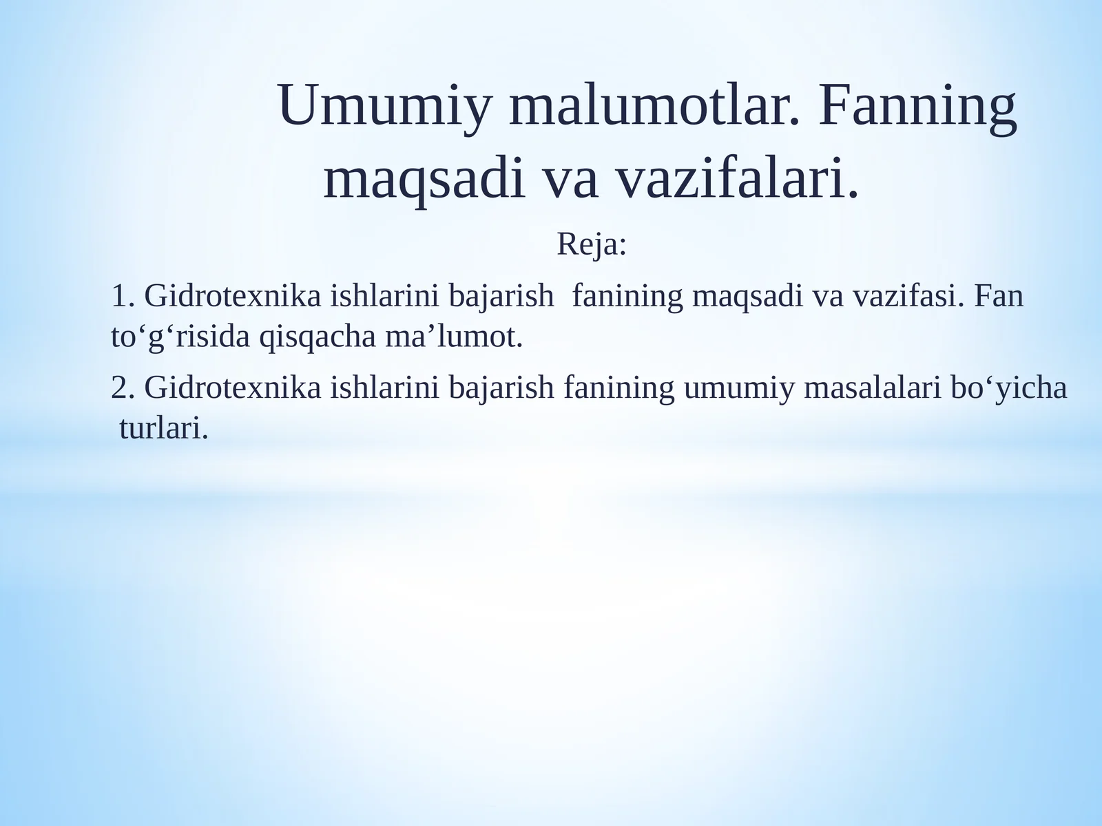 Gidrotexnika ishlari