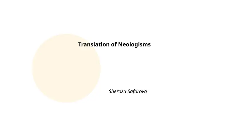 Translation of Neologisms
