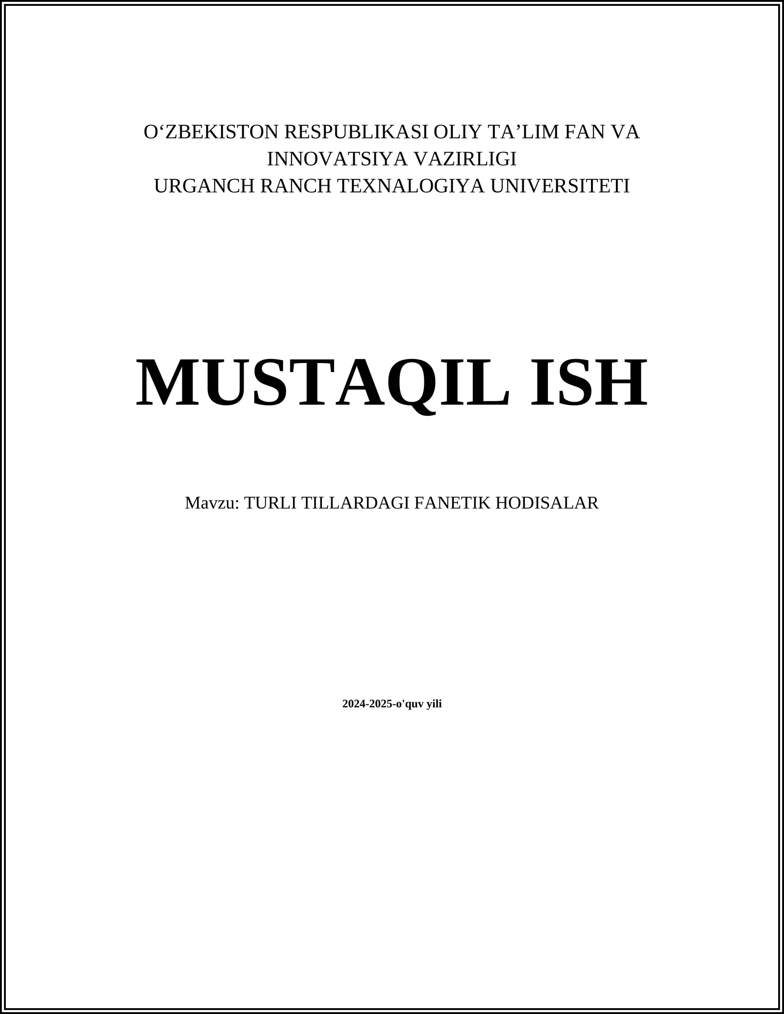 TURLI TILLARDAGI FANETIK HODISALAR