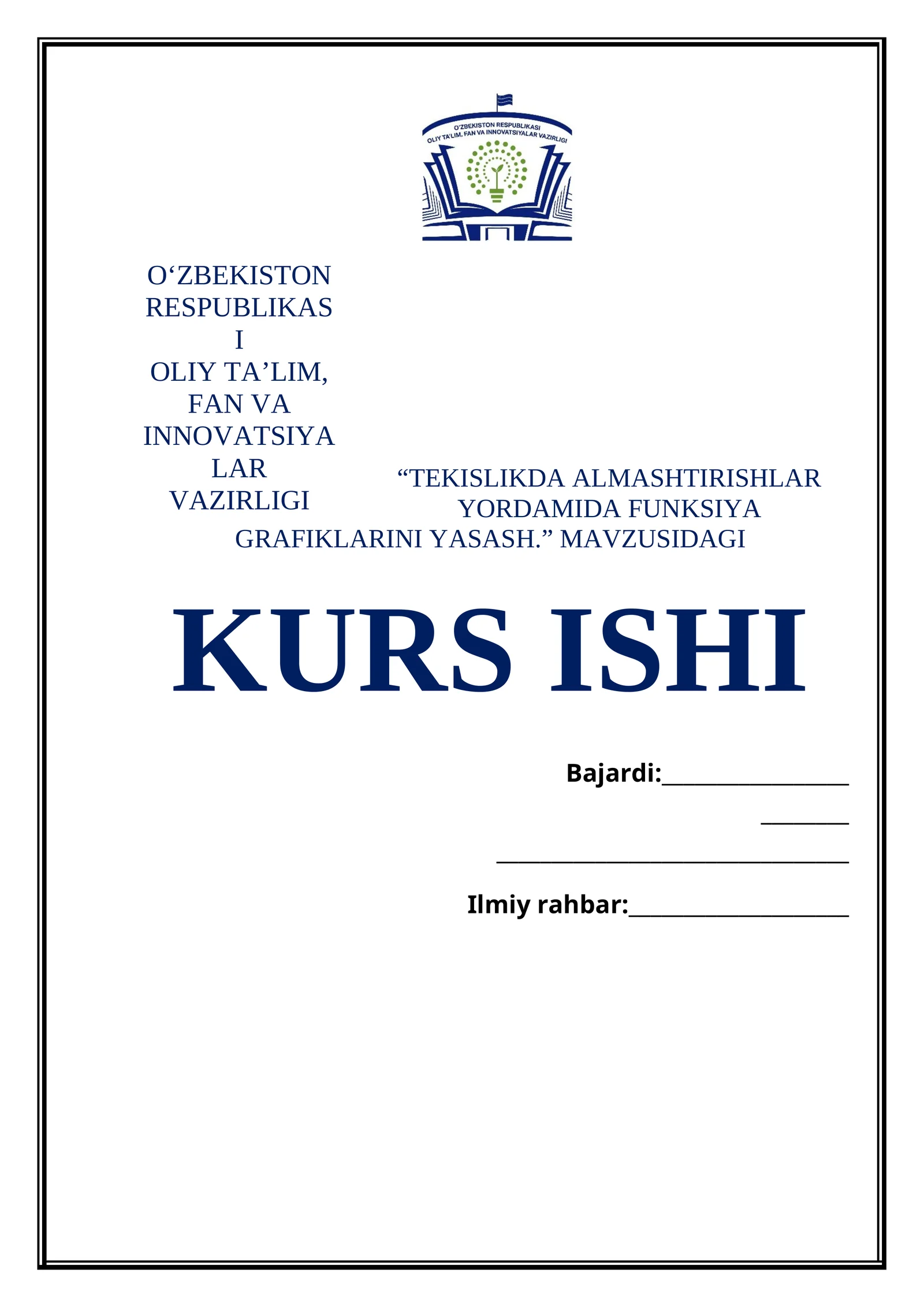TEKISLIKDA ALMASHTIRISHLAR YORDAMIDA FUNKSIYA GRAFIKLARINI YASASH