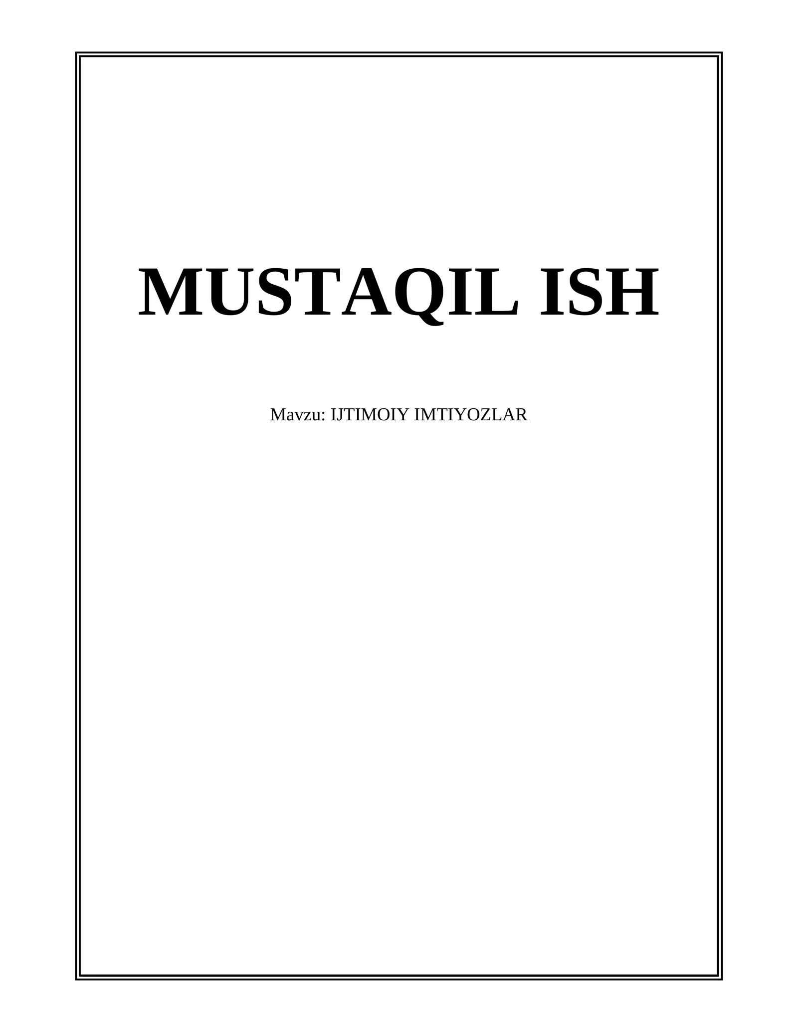 IJTIMOIY IMTIYOZLAR