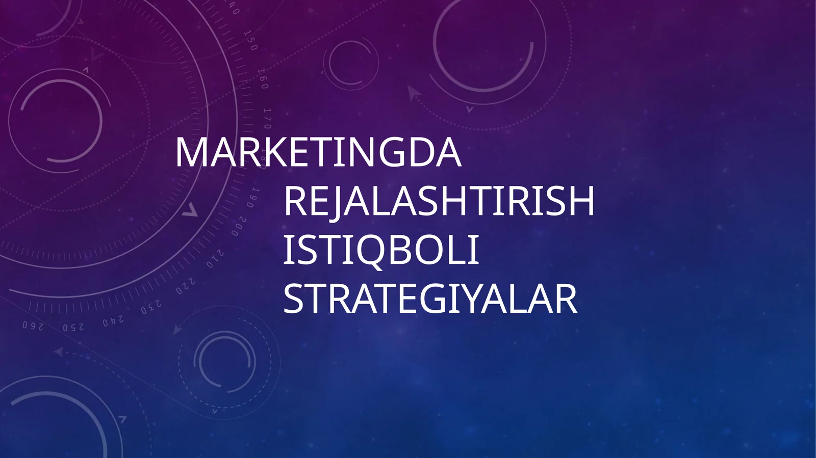 Marketingda rejalashtirish; istiqboli strategiyalar.