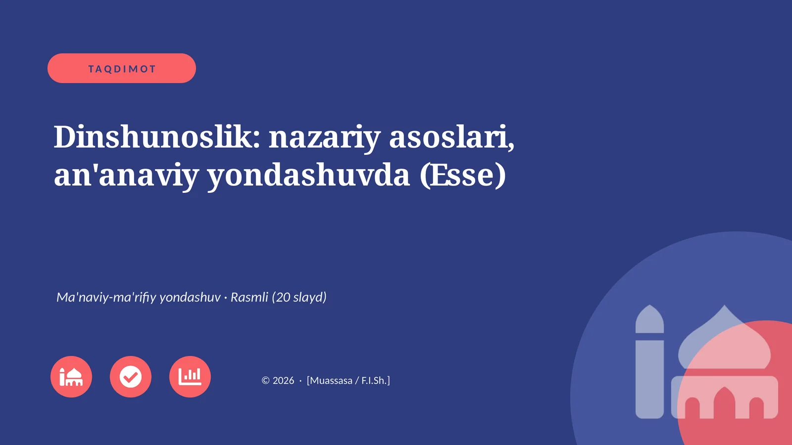 Dinshunoslik: nazariy asoslari, an'anaviy yondashuvda (Esse)