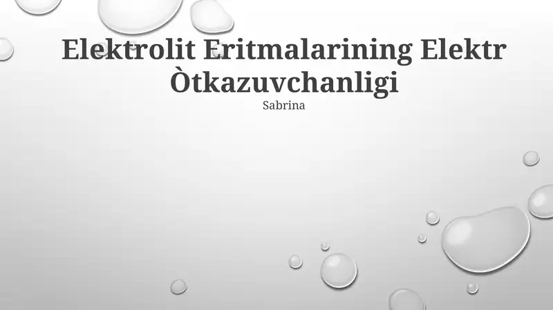 Elektrolit Eritmalarining Elektr Òtkazuvchanligi