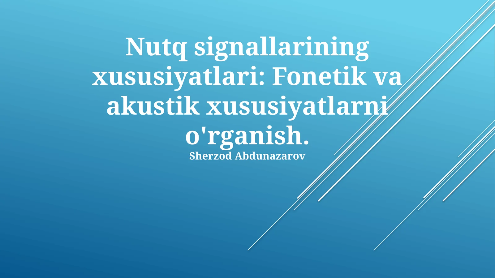Nutq signallarining xususiyatlari: Fonetik va akustik xususiyatlarni o'rganish