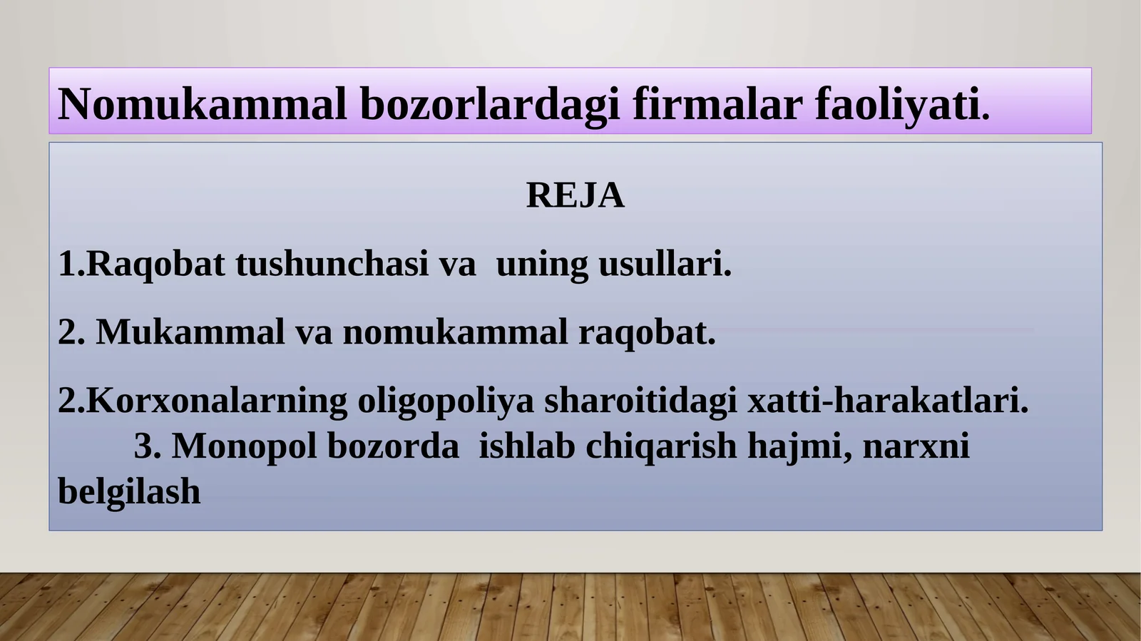 Nomukammal bozorlardagi firmalar faoliyati