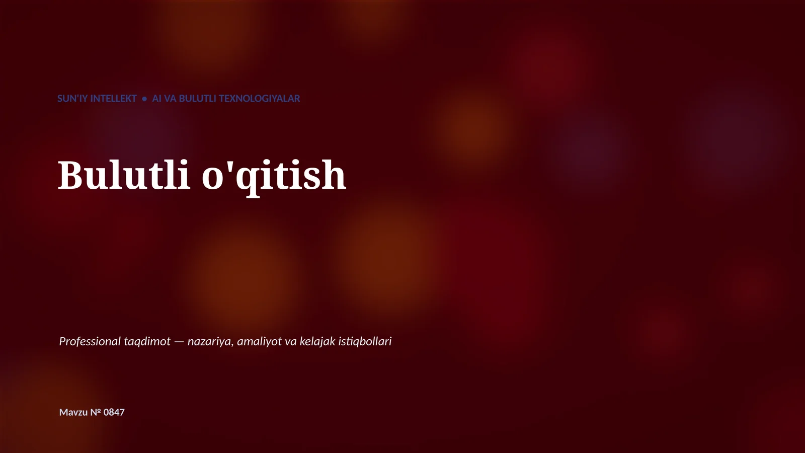 Bulutli o'qitish