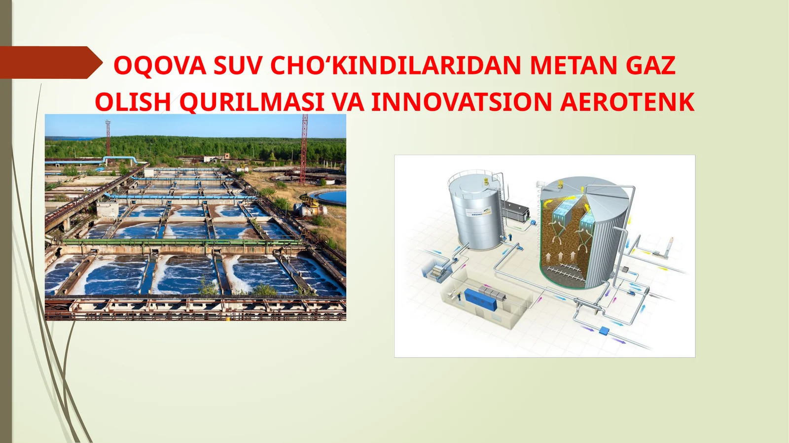 Oqova suv cho‘kindilaridan Metan gazolish qurilmasi