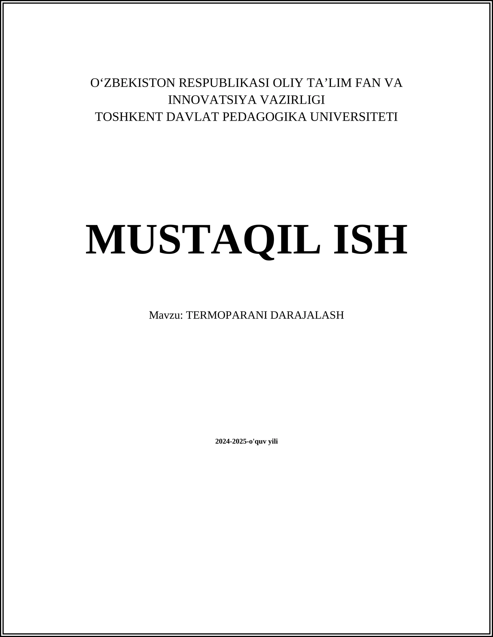 TERMOPARANI DARAJALASH