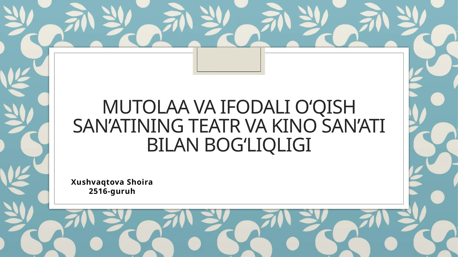 Mutolaa va ifodali o‘qish san’atining teatr va kino san’ati bilan bog‘liqligi