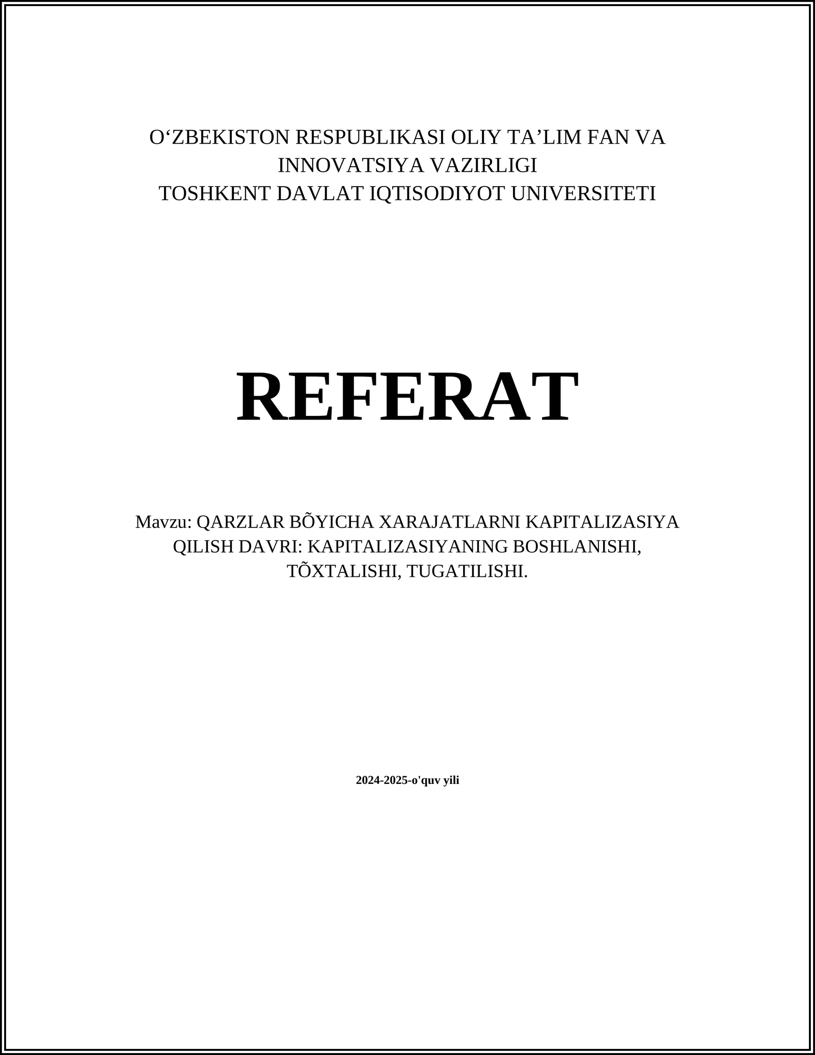 Qarzlar boʻyicha xarajatlarning kapitalizatsiyasi