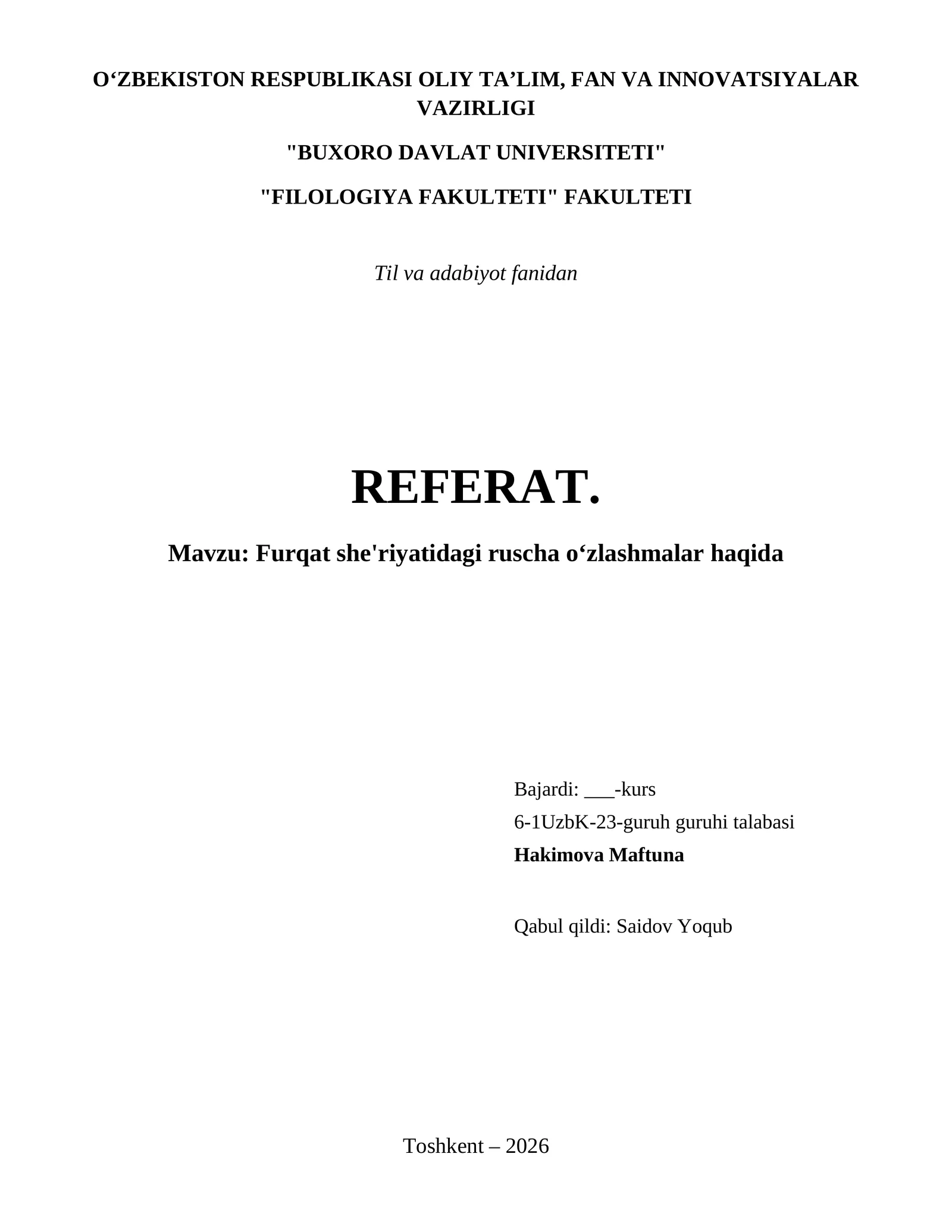 Furqat she'riyatidagi ruscha oʻzlashmalar haqida