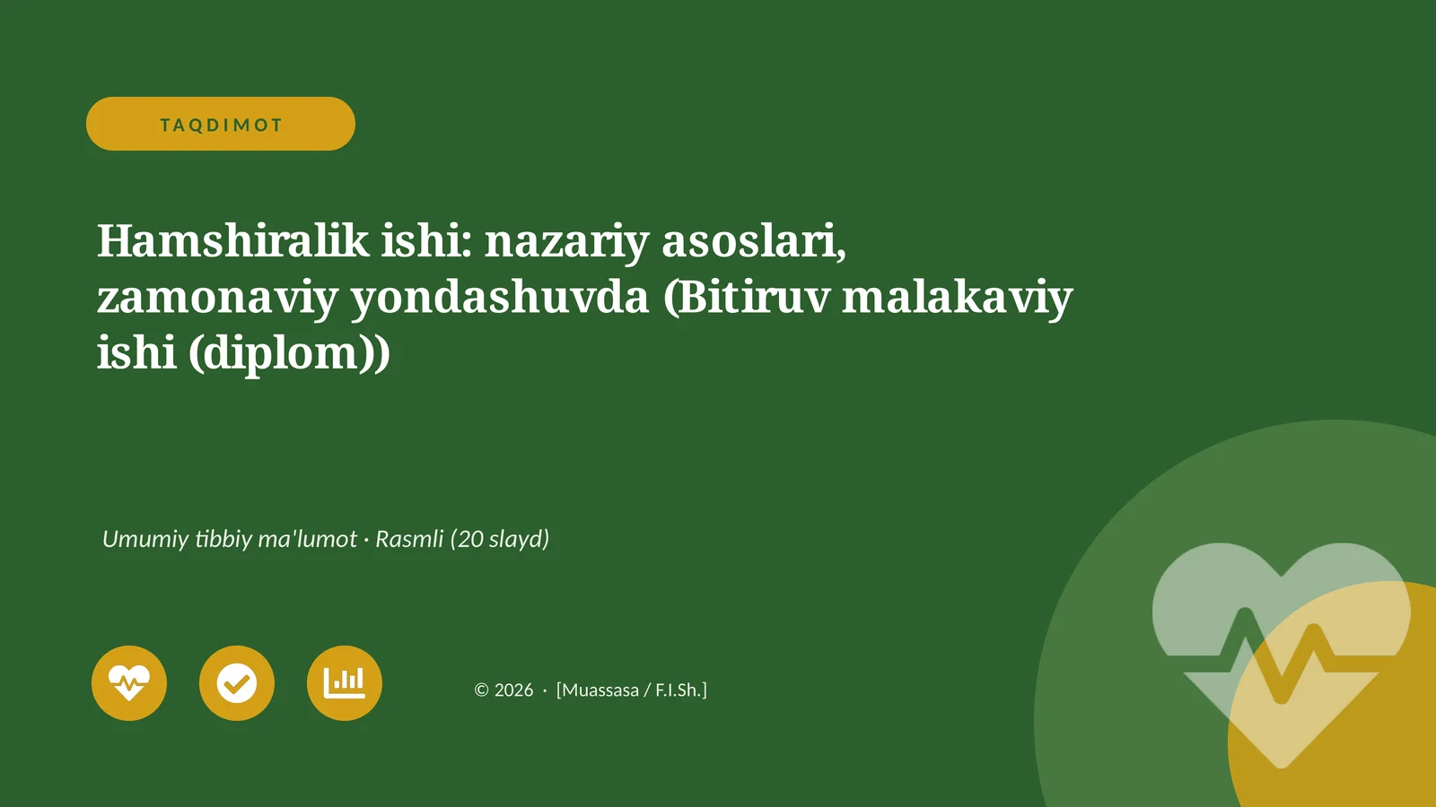 Hamshiralik ishi: nazariy asoslari, zamonaviy yondashuvda (Bitiruv malakaviy ishi (diplom))