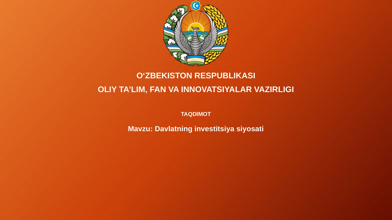 Davlatning investitsiyasiyosati