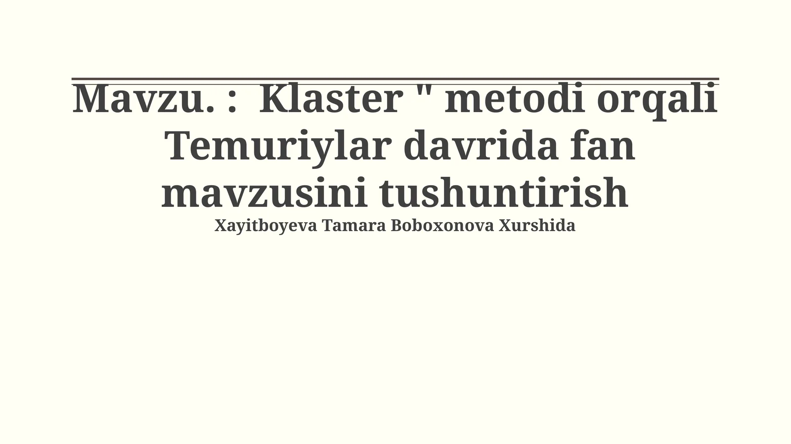 Temuriylar davrida fan mavzusini tushuntirish