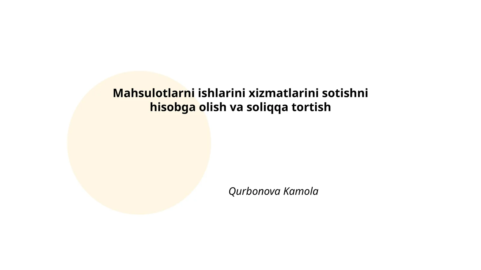 Mahsulotlarni ishlarini xizmatlarini sotishni hisobga olish va soliqqa tortish