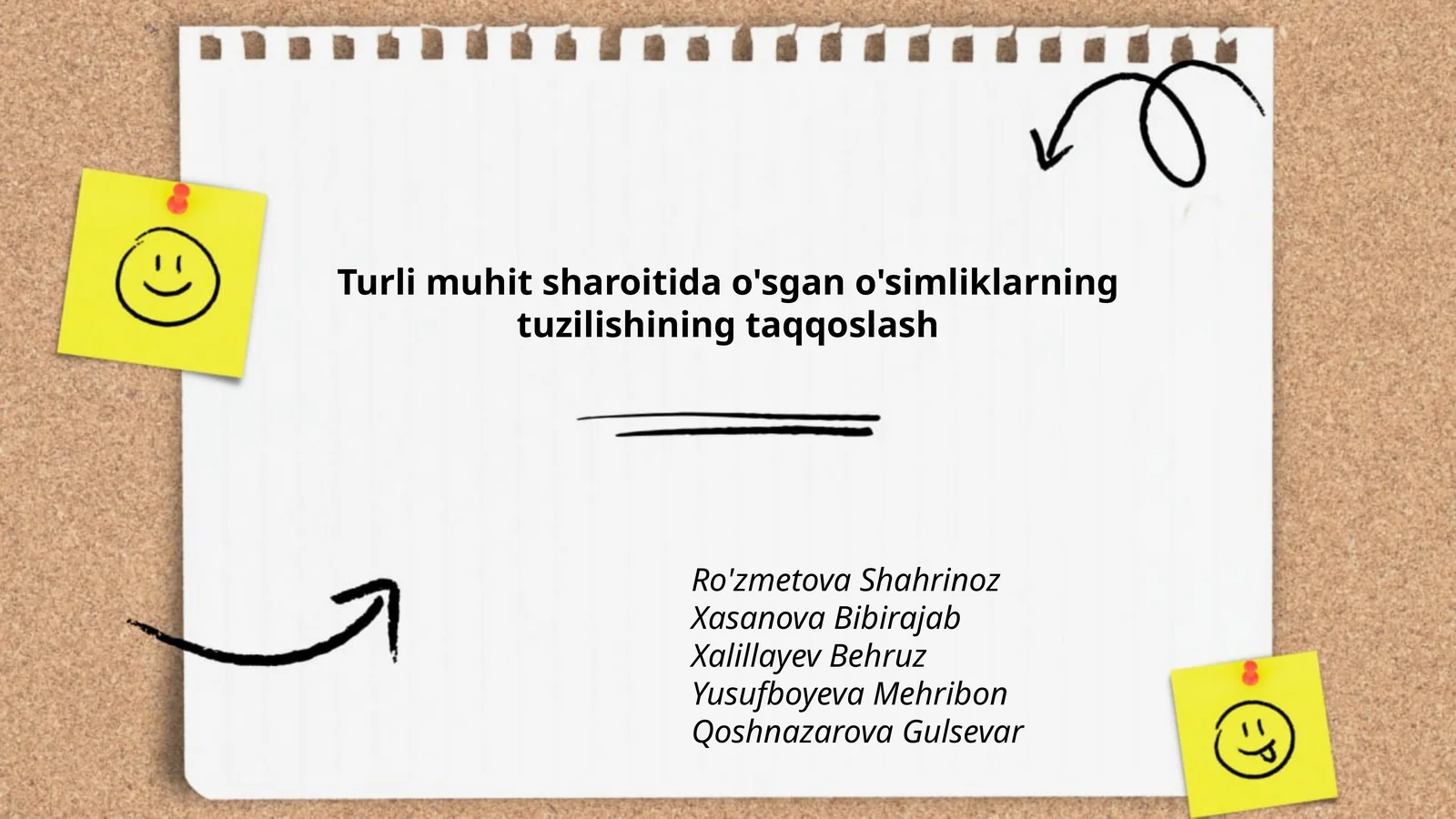 Turli muhit sharoitida o'sgan o'simliklarning tuzilishining taqqoslash