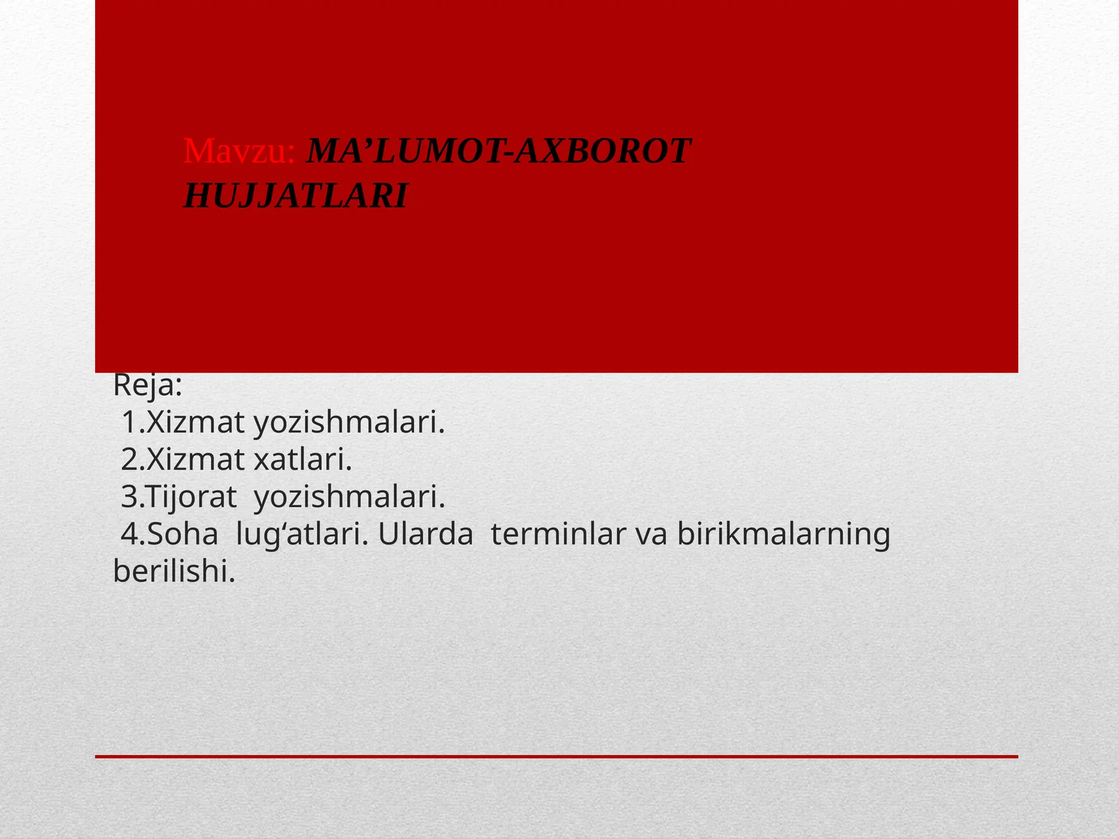 Xizmat yozishmalari