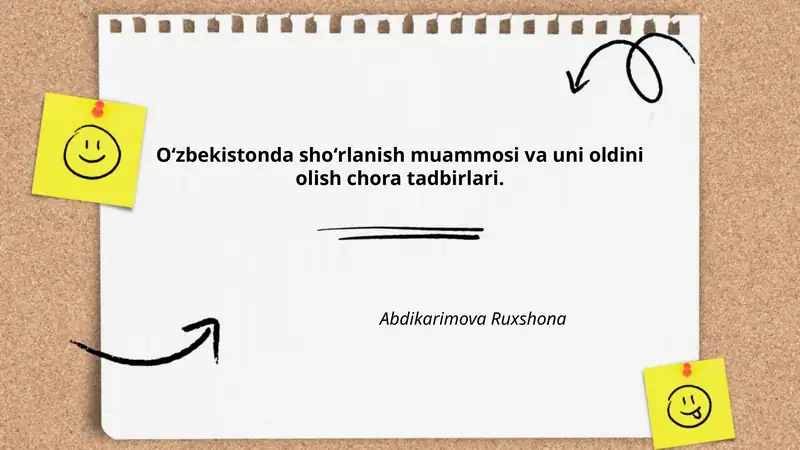 Shoʻrlanish muammosi va uni oldini olish chora tadbirlari