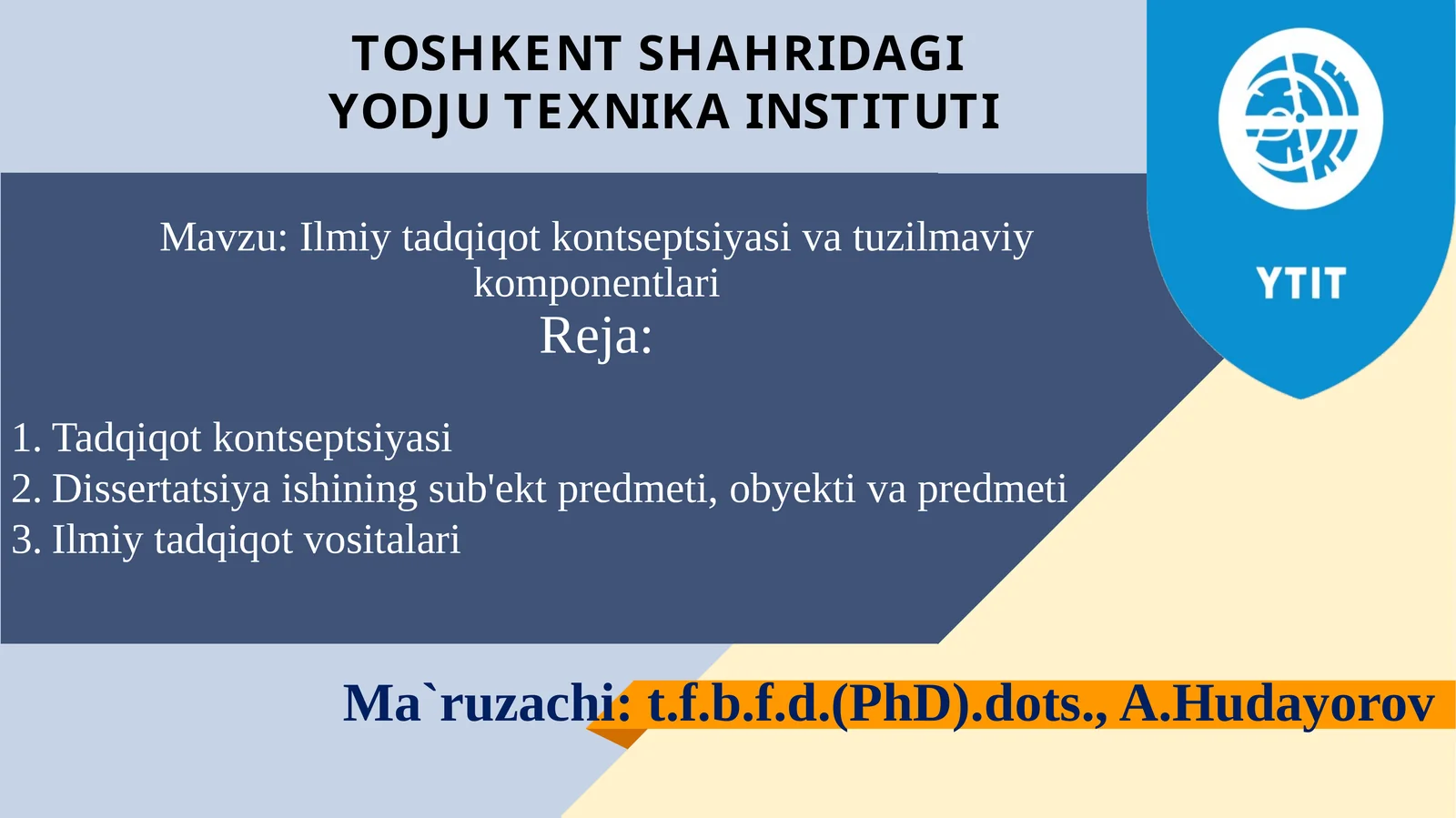 Ilmiy tadqiqot kontseptsiyasi va tuzilmaviy komponentlari