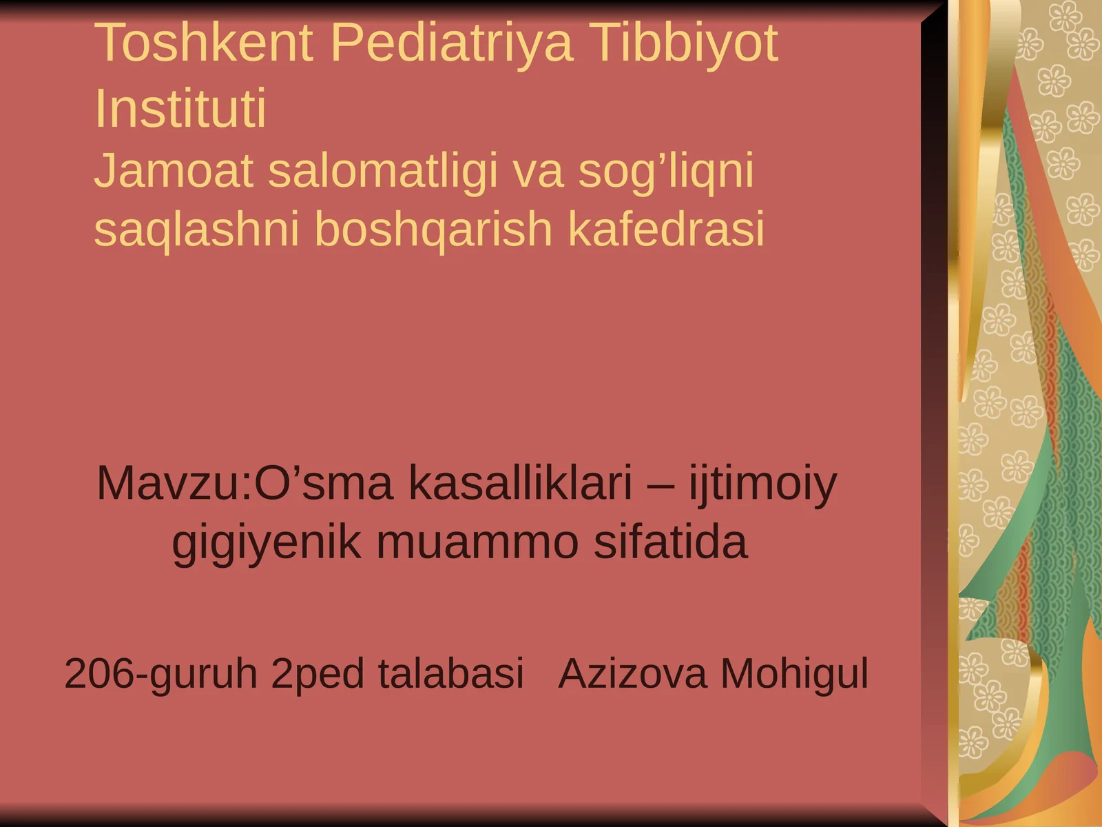 O'sma kasalliklari - ijtimoiy Gigiyenik muammo sifatida