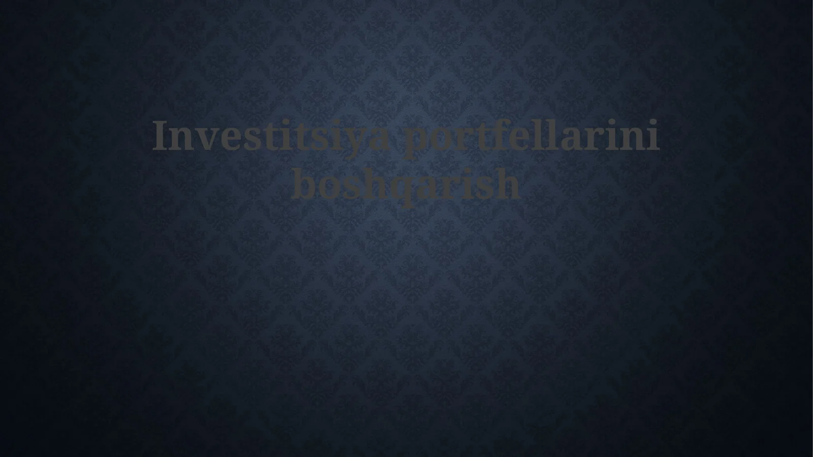 Investitsiyaportfellariniboshqarish